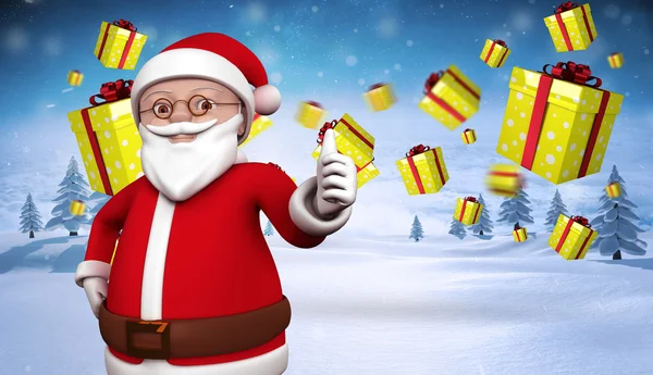 Zusammengesetzte Bild von niedlichen Cartoon-Weihnachtsmann — Stockfoto