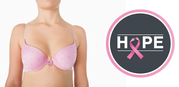 Composite image of midsection of woman in pink bra — Stock Photo, Image