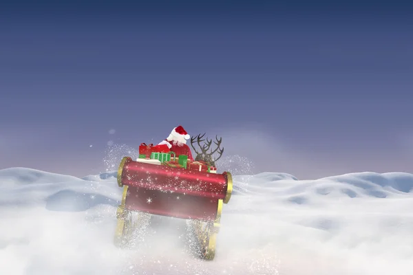 Composite image of santa flying his sleigh — Stock Photo, Image