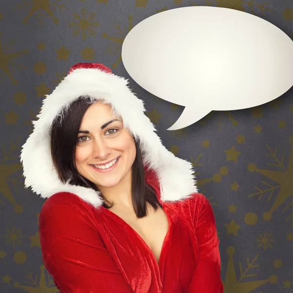 Chica bonita sonriendo en traje de santa — Foto de Stock