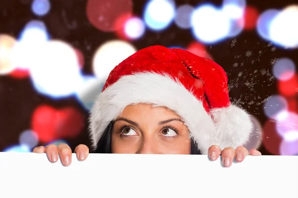 Immagine composita di donna che distoglie lo sguardo dalla macchina fotografica Fotografia Stock