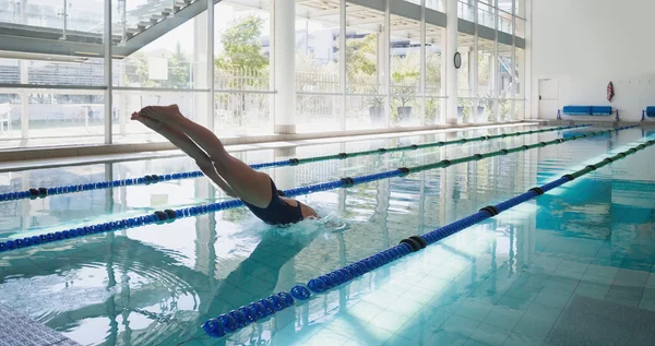 Swimmer diving into the pool — Stock Photo, Image