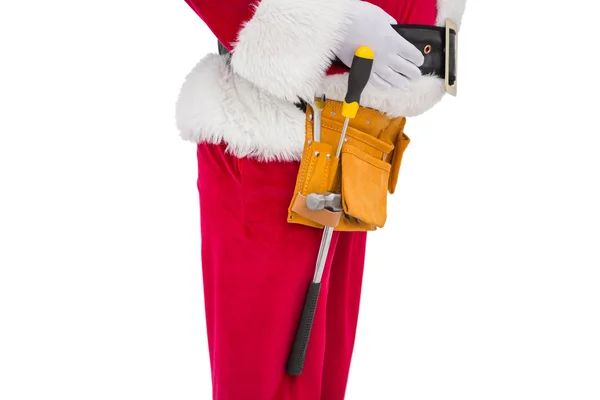 Santa claus met gereedschap riem — Stockfoto