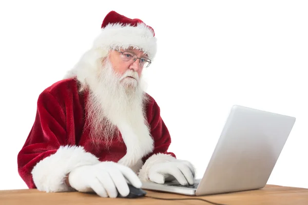 Santa surf su internet — Foto Stock