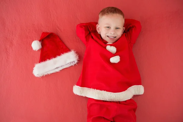 Menino em traje de Santa — Fotografia de Stock
