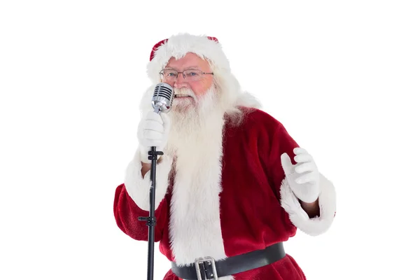 Santa Claus is zingen kerstliederen — Stockfoto