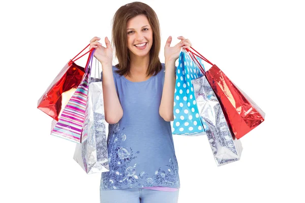 Portrait of cute young woman with shopping bags — Stock Photo, Image