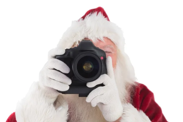 Der Weihnachtsmann macht ein Foto — Stockfoto