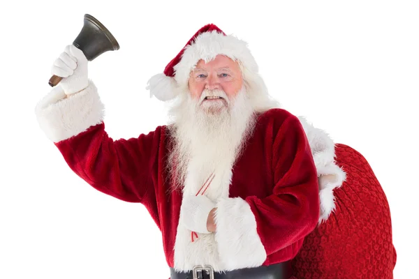 Papai Noel tocando sua campainha — Fotografia de Stock