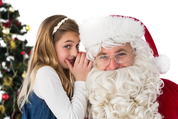 Niña teling santa claus un secreto —  Fotos de Stock