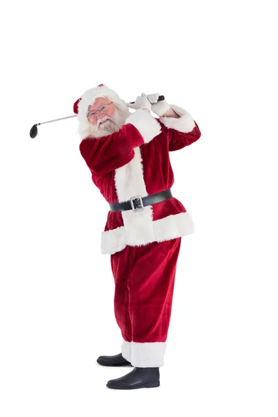 Santa Claus swinging his golf putter — Stock Photo, Image