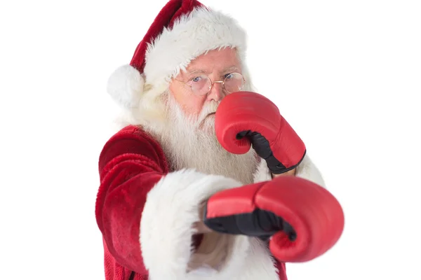 Santa Claus punches with his right — Stock Photo, Image