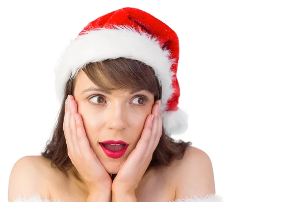 Bella Santa ragazza con le mani sul viso — Foto Stock