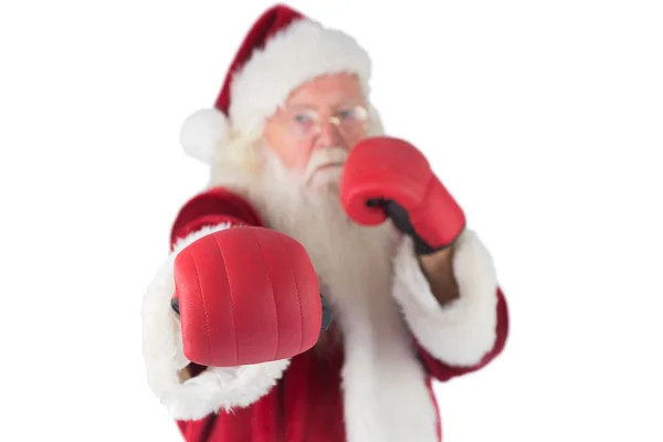 Santa Claus punches with his right — Stock Photo, Image