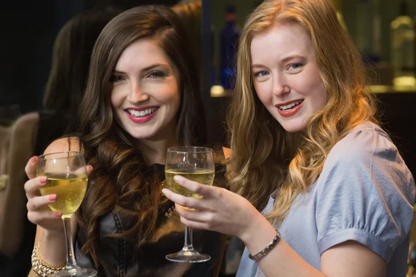 Pretty friends drinking wine together — Stock Photo, Image