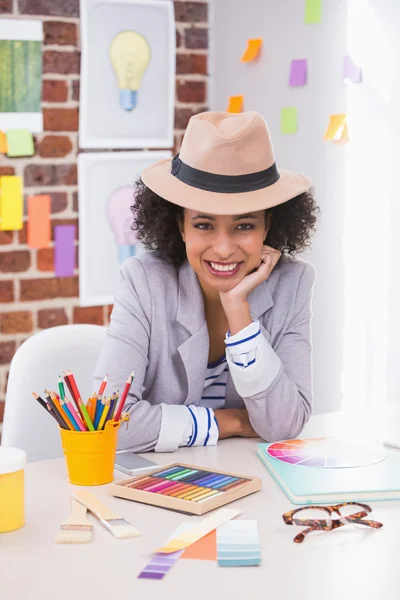 Female interior designer at office desk — Stock Photo, Image