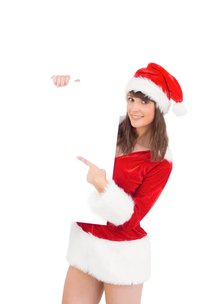 Досить Санта дівчина тримає плакат — стокове фото