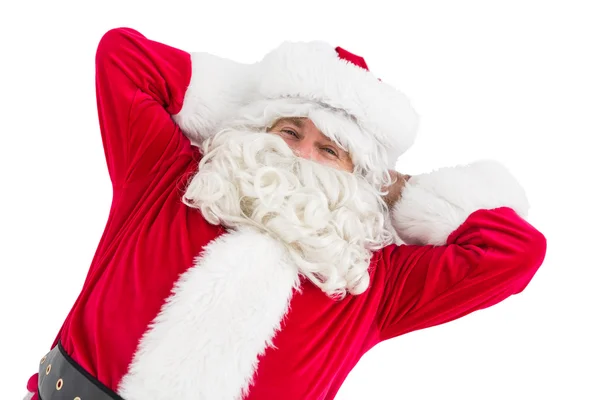 Happy santa lying and relaxing — Stock Photo, Image