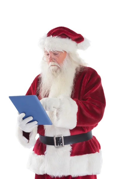 Santa uses tablet PC — Stock Photo, Image