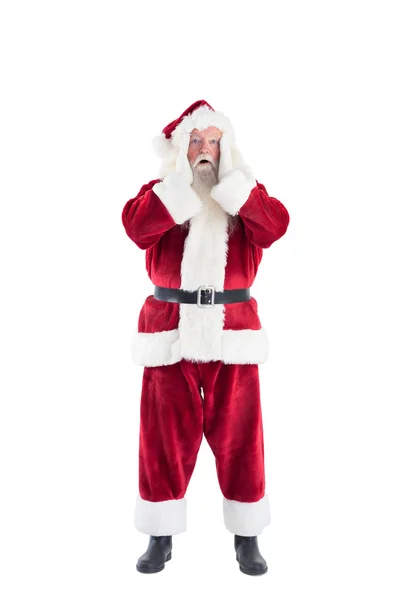 Santa jest wstrząśnięty do aparatu — Zdjęcie stockowe