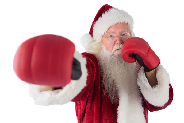 Santa Claus punches with his right — Stock Photo, Image