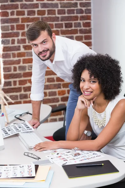 Portrait of smiling photo editors — Stock Photo, Image