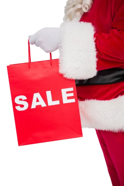 Santa Claus bolsa de celebración de venta — Foto de Stock