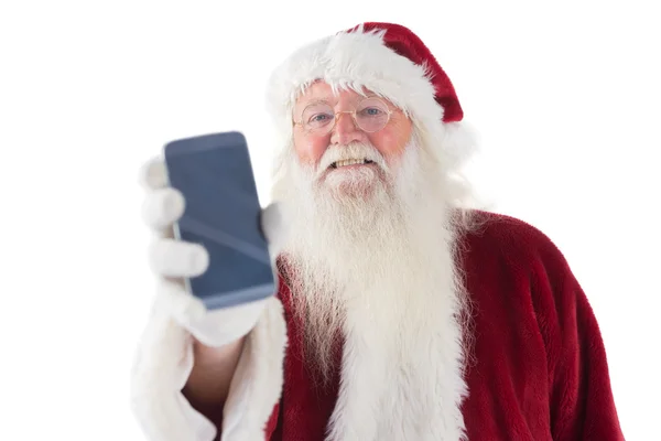 Père Noël montrant smartphone — Photo