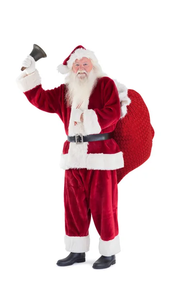 Papai Noel tocando sua campainha — Fotografia de Stock