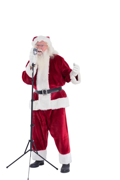 Santa singing like Superstar — Stock Photo, Image