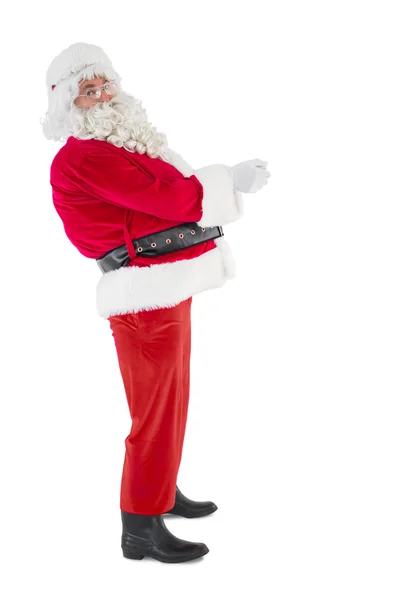 Glada jultomten poserar — Stockfoto