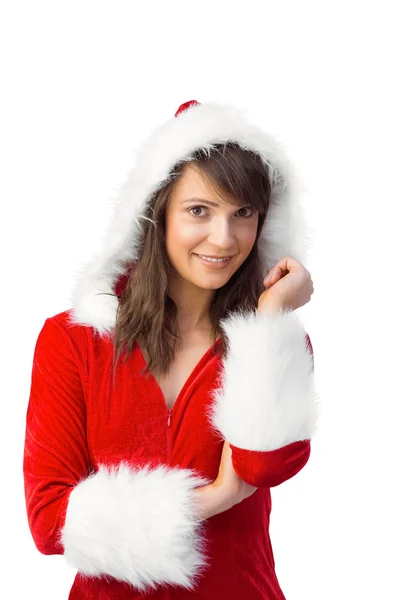 Kameraya gülümseyen güzel Noel Baba kız Telifsiz Stok Fotoğraflar