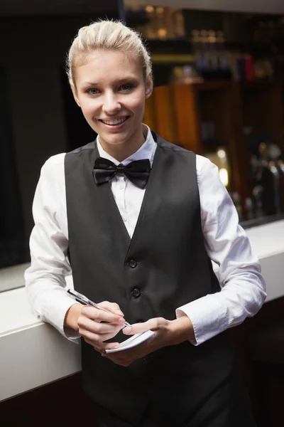 Pretty waitress taking an order — Stock Photo, Image