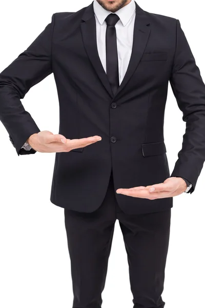 Businessman presenting something with his hands — Stock Photo, Image