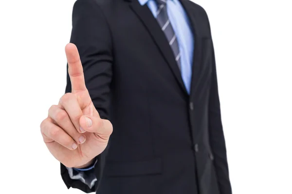 Mid section of businessman pointing something up — Stock Photo, Image