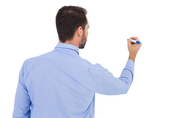 Visão traseira de um empresário escrevendo com marcador — Fotografia de Stock