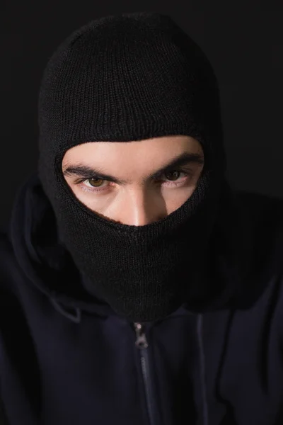 Portrait of burglar wearing a balaclava — Stock Photo, Image