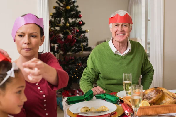 Family in party at christmas dinner — Stock Photo, Image