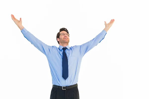 Businessman with his arms raised up — Stock Photo, Image