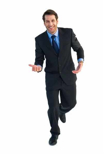 Businessman standing with arms out — Stock Photo, Image