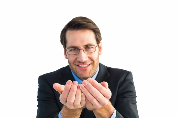 Businessman holding his hands out — Stock Photo, Image