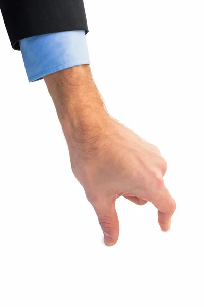 Geschäftsmann misst etwas mit diesen Fingern — Stockfoto