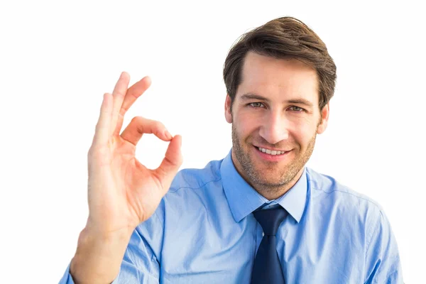Szczęśliwy biznesmen Dokonywanie porządku gest — Zdjęcie stockowe