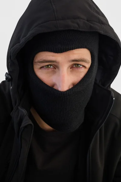Portrait of burglar wearing a balaclava — Stock Photo, Image