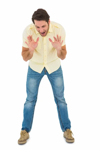 Homem irritado gritando no chão — Fotografia de Stock