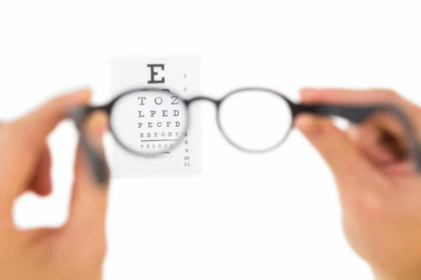 Óculos retidos para leitura do teste ocular — Fotografia de Stock