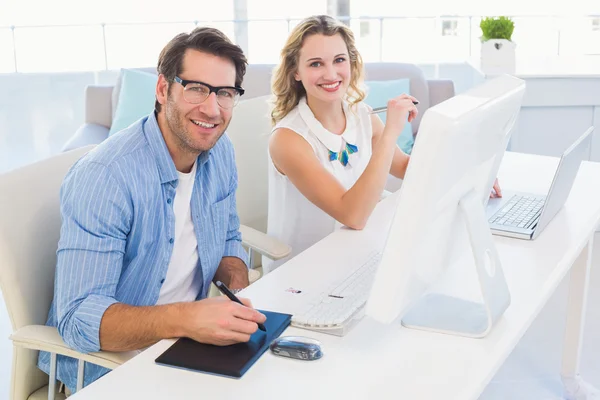 Graphic designer using a graphics tablet — Stock Photo, Image