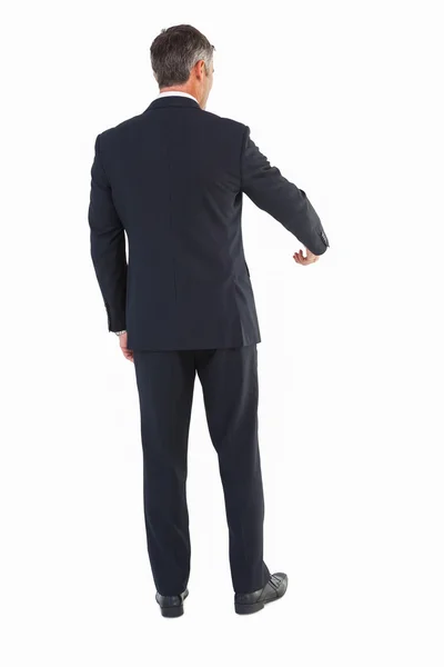 Rear view of a businessman doing gesture — Stock Photo, Image