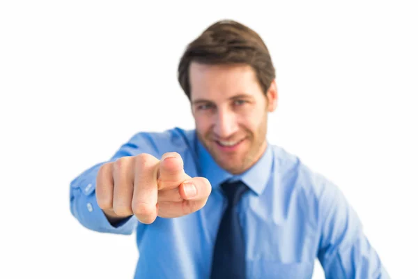 Friendly businessman pointing at the camera Royalty Free Stock Photos