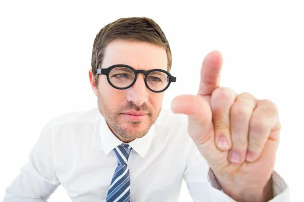 Businessman pointing with his finger — Stock Photo, Image